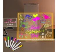 Acrylique USB effacer à sec tableau blanc avec support 30×20CM obscurité chaude LED lumière de nuit stylo 7 couleurs luminosité tableau de Message planification lampe de bureau chevet décoration pour