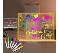 Acrylique Usb Effacer À Sec Tableau Blanc Avec Support 30×20cm Obscurité Chaude Led Lumière De Nuit Stylo7 Couleurs Luminosité Tableau De Message Planification Lampe De Bureau Chevet Décoration Pour