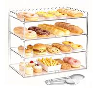 Acryvic Présentoir à pâtisserie avec poignée - Présentoir commercial en acrylique transparent pour aliments - Garde la fraîcheur des desserts, beignets, bagels, gâteaux, biscuits (présentoir à 3