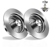Acsatont Filtre d'évacuation pour évier de Cuisine et Bouchon de lavabo pour Profondeur > 40 mm, Panier filtrant, Bouchon d'évacuation en Acier Inoxydable, Bouchon de lavabo, Filtre de lavabo (2PCS)