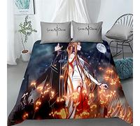 acsefire Anime Sword Art Online Ensemble de literie imprimé SAO Housse de Couette Ensembles 3 pièces Housse de Couette et taies d'oreiller Kirito - King(#13 240cm*220cm)