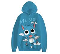 acsefire Fairy Tail Anime Hoodies Happy 3D Printed Pullover Femmes Hoodies Inspired by Fairy Tail Japanese Anime Natsu Lucy Men's Sweatshirt