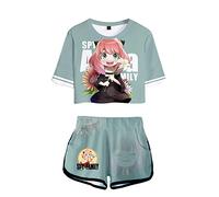 acsefire Femme Fille Anime Spy x Family 3D Ensemble de T-Shirt Court Anya Forger Tenue de Cheerleader Sweat-Shirt à Manches Courtes et Short2 pcs/Set