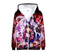 acsefire Re: Life a Different World from Zero Zip Cardigan Pull Imprimé Manches Longues Sweat à Capuche Anime Natsuki Subaru Costumes Cosplay Homme et Femme Quotidien Décontracté Mode Manteau