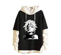 acsefire Sweat à Capuche Unisexe The Seven Deadly Sins Faux Deux pièces surpiqûres Sweats Dragon's Sin of Wrath Meliodas Sweat à Capuche Cosplay Sweat