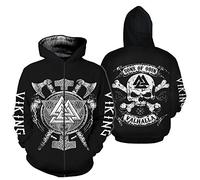 acsefire Viking 3D Viking Sweat Fils Son of Odin Valhalla Unisexe Sweat à Capuche décontracté Pull Sweat à Capuche Skull