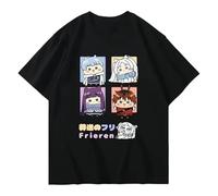 acsewater Frieren Anime Beyond Journey's End T-Shirt Frieren Fern Stark Himmel Merch Noir/Blanc T-Shirts à col Rond Cadeaux Adolescents