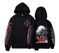 acsewater Sweat Unisexe Berserk Hoodie Guts Sweatshirt The Black Swordsman Guts Harajuku Casual Black Hoodie Jumper