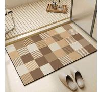 acsewater Tapis de Bain à Motif Géométrique Beige Antidérapant Absorbant Abrazif Facile à Nettoyer Tapis de Porte de Toilette pour Home
