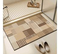acsewater Tapis de Bain à Motif Géométrique Beige Antidérapant Absorbant Abrazif Facile à Nettoyer Tapis de Porte de Toilette pour Home