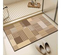 acsewater Tapis de Bain à Motif Géométrique Beige Antidérapant Absorbant Abrazif Facile à Nettoyer Tapis de Porte de Toilette pour Home