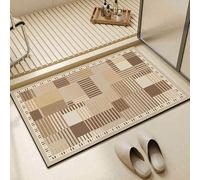 acsewater Tapis de Bain à Motif Géométrique Beige Antidérapant Absorbant Abrazif Facile à Nettoyer Tapis de Porte de Toilette pour Home