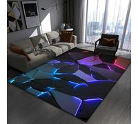 acsewater Tapis de Chaise Gaming 3D Illusion Neon Lines Illusion d'optique, Chambre de Gamer, Salle e-Sport, Protection de Sol pour Bureau, Tapis antidérapant