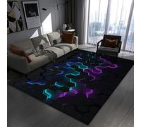 acsewater Tapis de Chaise Gaming 3D Illusion Neon Lines Illusion d'optique, Chambre de Gamer, Salle e-Sport, Protection de Sol pour Bureau, Tapis antidérapant