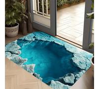 acsewater Tapis Illusion d'Optique 3D Fissure Glace Bleue, Tapis 3D Illusion Paillasson Extérieur Entrée Personnalisé Antidérapant pour Entrée