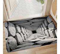 acsewater Tapis Illusion d'Optique 3D Fissure Glace Dorée, Tapis 3D Illusion Paillasson Extérieur Entrée Personnalisé Lavable pour Salon Fête