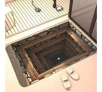 acsewater Tapis Illusion d'Optique 3D Fissure Glace Dorée, Tapis 3D Illusion Paillasson Extérieur Entrée Personnalisé Lavable pour Salon Fête