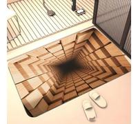 acsewater Tapis Illusion d'Optique 3D Fissure Glace Festive, Tapis 3D Illusion Paillasson Extérieur Entrée Personnalisé Antidérapant pour Salon Noël