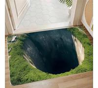 acsewater Tapis Illusion d'Optique 3D Fissure Glace Festive, Tapis 3D Illusion Paillasson Extérieur Entrée Personnalisé Antidérapant pour Salon Noël