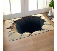 acsewater Tapis Illusion d'Optique 3D Fissure Roche Cyan, Tapis 3D Illusion Paillasson Extérieur Entrée Personnalisé Étanche pour Veranda