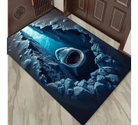 acsewater Tapis Illusion d'Optique 3D Fissure Roche Turquoise, Tapis 3D Illusion Paillasson Extérieur Entrée Personnalisé Étanche pour Baignoire