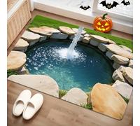 acsewater Tapis Illusion d'Optique 3D Fontaine Étang, Tapis 3D Illusion Paillasson Extérieur Entrée Personnalisé Lavable pour Salon