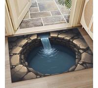 acsewater Tapis Illusion d'Optique 3D Trou Brique Orange, Tapis 3D Illusion Paillasson Extérieur Entrée Personnalisé Lavable pour Entrée Cuisine