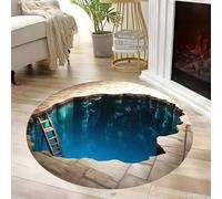 acsewater Tapis Rond 3D à Illusion d'Optique avec Effet de Trou Réaliste en Velours Cristal Doux Antidérapant à Dos à Picots Lavable pour Salon Chambre Couloir Entrée