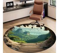 acsewater Tapis Rond 3D à Illusion d'Optique avec Effet de Trou Réaliste en Velours Cristal Doux Antidérapant à Dos à Picots Lavable pour Salon Chambre Couloir Entrée