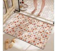 acsewater Tappeto per Bagno a Motivo Mosaico Antiscivolo Assorbente a Asciugatura Rapida Tagliabile Abrasione Resistente