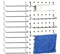 Acshio Lot de 10 supports de papier essuie-tout pour panneau perforé - Compatibles avec n'importe quel panneau perforé standard - Crochets extensibles et robustes pour atelier, garage, cuisine