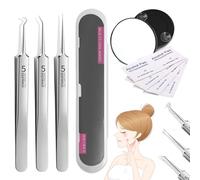 Acssart Blackhead Tools, Acssart Tweezers, Professional Stainless Steel Blackhead Remover Kit, Blackhead Tweezers, Acssart Blackhead Remover with 15x Magnifying Glass & Storage Case (3PCS)