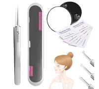 Acssart Blackhead Tools, Acssart Tweezers, Professional Stainless Steel Blackhead Remover Kit, Blackhead Tweezers, Acssart Blackhead Remover with 15x Magnifying Glass & Storage Case (Straight Clip)