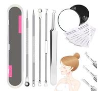 Acssart Blackhead Tools, Acssart Tweezers, Professional Stainless Steel Blackhead Remover Kit, Blackhead Tweezers, Acssart Blackhead Remover with 15x Magnifying Glass & Storage Case (5PCS-B)