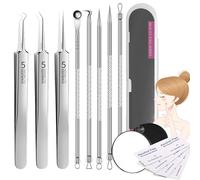 Acssart Blackhead Tools, Acssart Tweezers, Professional Stainless Steel Blackhead Remover Kit, Blackhead Tweezers, Acssart Blackhead Remover with 15x Magnifying Glass & Storage Case (8PCS)