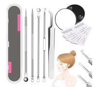 Acssart Blackhead Tools, Acssart Tweezers, Professional Stainless Steel Blackhead Remover Kit, Blackhead Tweezers, Acssart Blackhead Remover with 15x Magnifying Glass & Storage Case (5PCS-A)