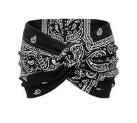 Acssart Printed Cross Yoga Headband,Non Slip Soft Fabric Workout Hair Accessories for Running Fitness Sports (01)