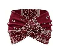 Acssart Printed Cross Yoga Headband,Non Slip Soft Fabric Workout Hair Accessories for Running Fitness Sports (06)