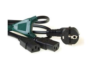 ACT 230V splitcable schuko male - 2 x C13 Noir 1 m
