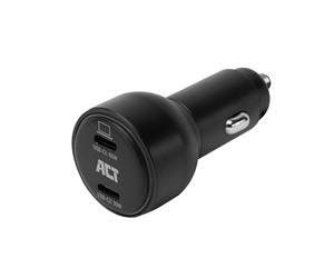 ACT AC2210 Allume-Cigare USB-C 95 W (2 x USB-C) - 65 W + 30 W PD 3.0 PPS GaNFast, Quick Charge 5, Adaptateur de Charge Rapide de Voiture 12 V/24 V pour Ordinateur Portable/MacBook, iPhone, iPad
