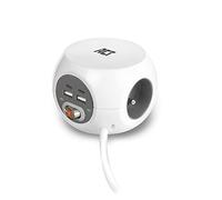 ACT AC2435 Cube multiprise avec USB (Belgique), Powercube 2 USB-C et 2 prises USB-A (3,4 A) avec interrupteur, prise 3 prises, avec tampon adhésif pour cuisine, bureau, salon, longueur du câble 1,5 m,
