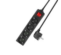 ACT AC2440 Bloc multiprise avec Interrupteur Lumineux, 4 Prises, câble de 2 m, Noir