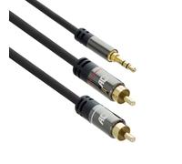 ACT AC3605 Câble de connexion audio, prise 3,5 mm sur deux prises RCA, 1,5 m