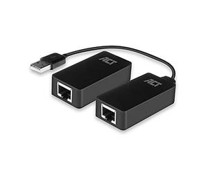 ACT AC6063 Câble d'extension Ethernet Actif USB 2.0 vers RJ45 sur Cat5/Cat6, Adaptateur d'extension jusqu'à 50 m, avec entrée d'alimentation, pour imprimante, Appareil Photo, Souris, etc