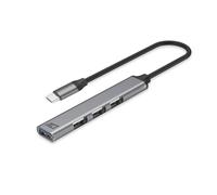 ACT AC6425 Hub USB C 3.0, 4 Ports (1 x 3.0 et 3 x 2.0), multiprise, boîtier en Aluminium, Longueur du câble 18 cm, pour PC, Ordinateur Portable, Console