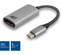 Adaptateur ACT USB-C vers DisplayPort - 4 K @ 60 Hz, Longueur du câble : 0,15 m, boîtier en Aluminium.