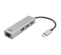 ACT Connectivity Adaptateur LAN AC7055 – 3 ports USB 3.0 5 Gbps, RJ45 Gigabit, Argent