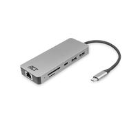 ACT AC7092 Station d'accueil USB C 8 en 1 avec boîtier en aluminium, 4K @ 30 Hz, HDMI, 3 ports USB 3.0, USB type C 100 W PD, LAN, lecteur de carte SD/Micro, connexion d'un moniteur supplémentaire à un