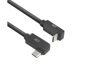 ACT AC7480 Câble coudé USB C 0,5 m, PD 60 W Fiche coudée 90 °, gauche/droite vers le haut/bas, vitesse de données 10 Gbps, câble vidéo USB type C 4K @ 60 Hz, câble de données, câble de charge