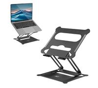 ACT AC8140 Support Pliable en Aluminium pour Ordinateur Portable, réglable en Hauteur, jusqu'à 15,6", Travail Ergonomique, léger, Noir